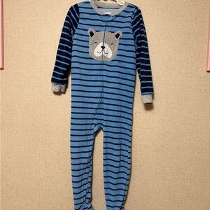 Carter's Navy and Light Blue Striped Bear Footie